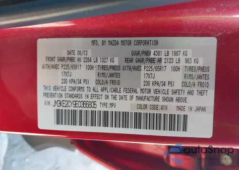 2014 Mazda Cx-5 Touring из США, поврежденный, VIN JM3KE2CY9E0366805